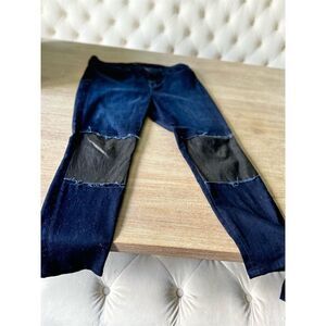 J BRAND Women's Skinny Jeans Blue with Leather Patch Size M